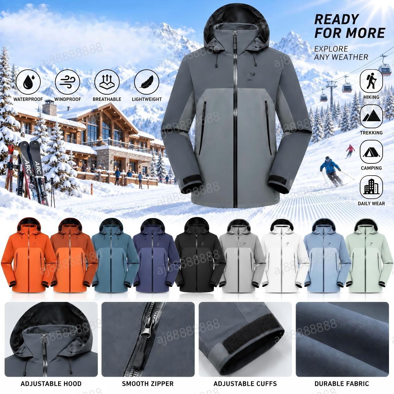 Arcteryxilly Men Women Ski Jacket Waterproof Windproof Breathable Hooded Snow Jacket Winter Outdoor Snowboard Coat for Skiing Snowboarding