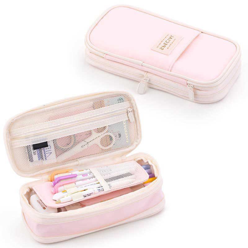 Pencil Large Storage Box with Zipper Portable Beautiful Stationery Organizer Office Supplies Makeup Bag Double-layer Storage BagT260917