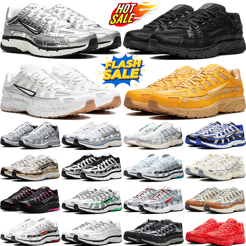 designer running shoes p6000 mens sneakers woman p-6000 trainers flat bottom Metallic Silver White Sail Triple Black Silver jogging walking shoe wit