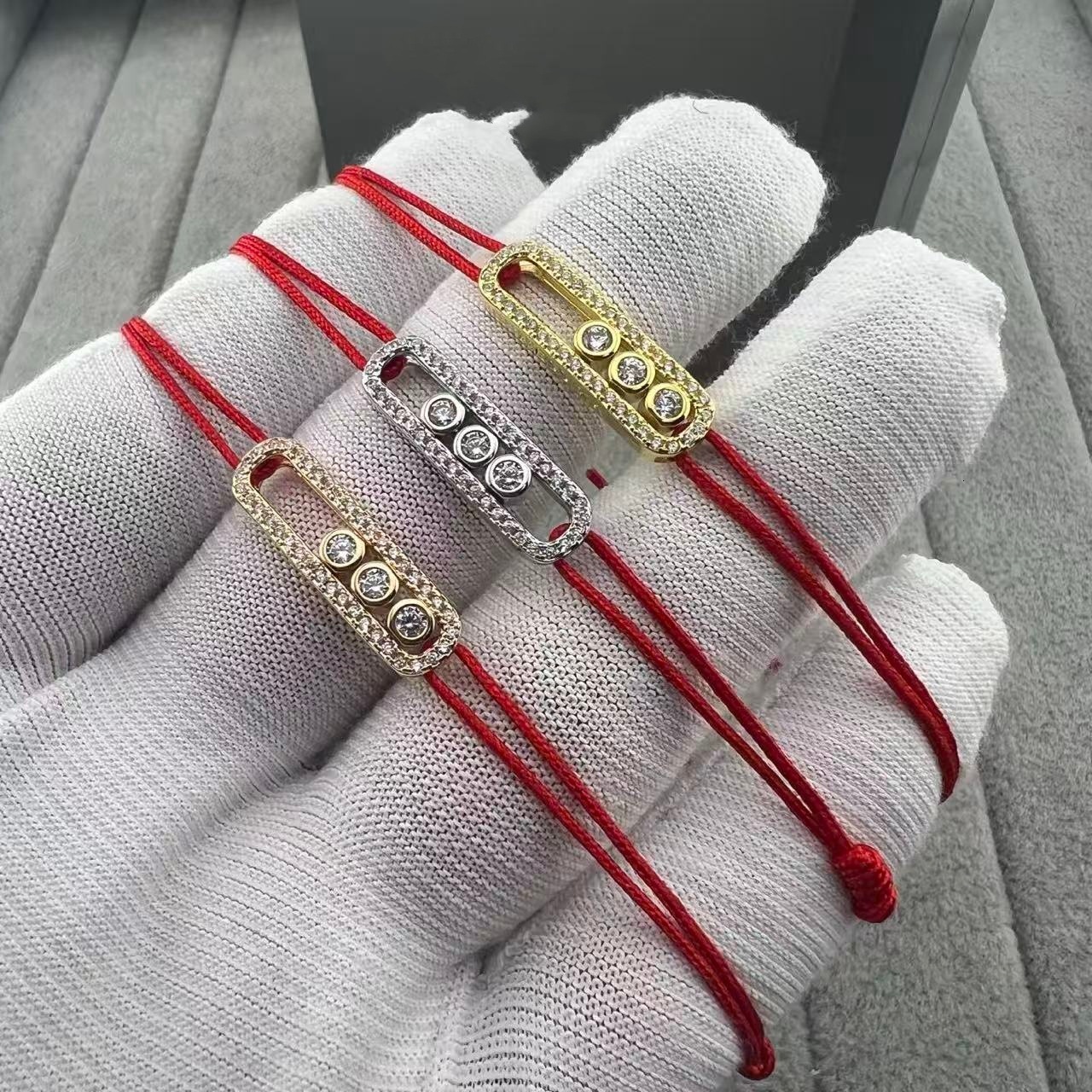 Designer Messikaas High Version V Jinmeijia Three Diamond Sliding Smart Lucky Bracelet For Men And Women Zodiac Year Red Rope Couple