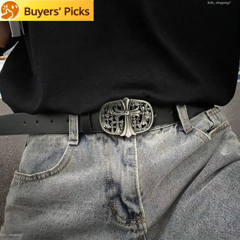 Belts chrome belts men and women designer genuine leather luxury cross rivet letter fashion classic vintage metal skull street hip hop AA