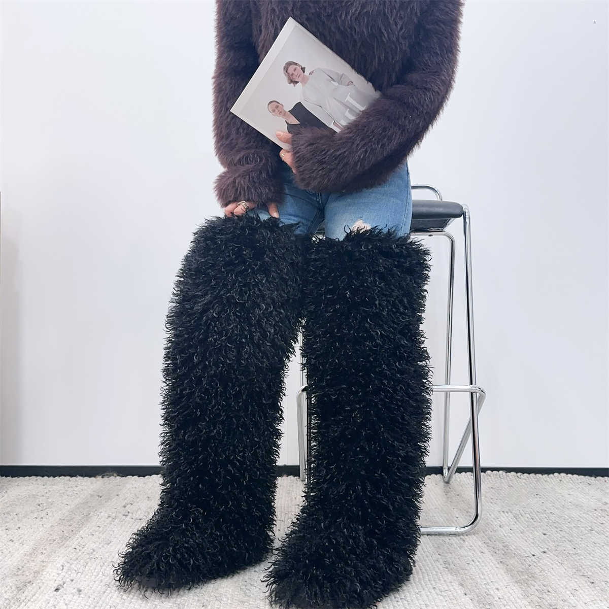 Thigh Mongolian Womens Highs Faux Faux Fur Boots Winter Warm With Fur Inside D260917