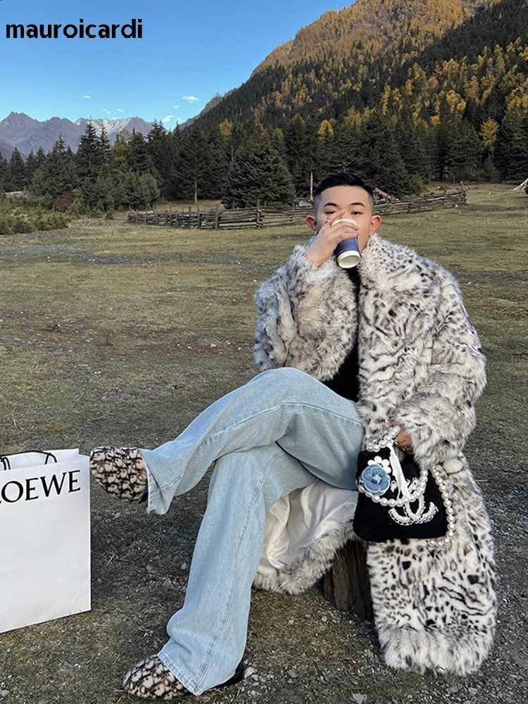 Winter Long Colorful Thickened Mauroicardi Warm Oversized Faux Fur Coat Men Runway European Fashion Designer Clothes 2022W260915