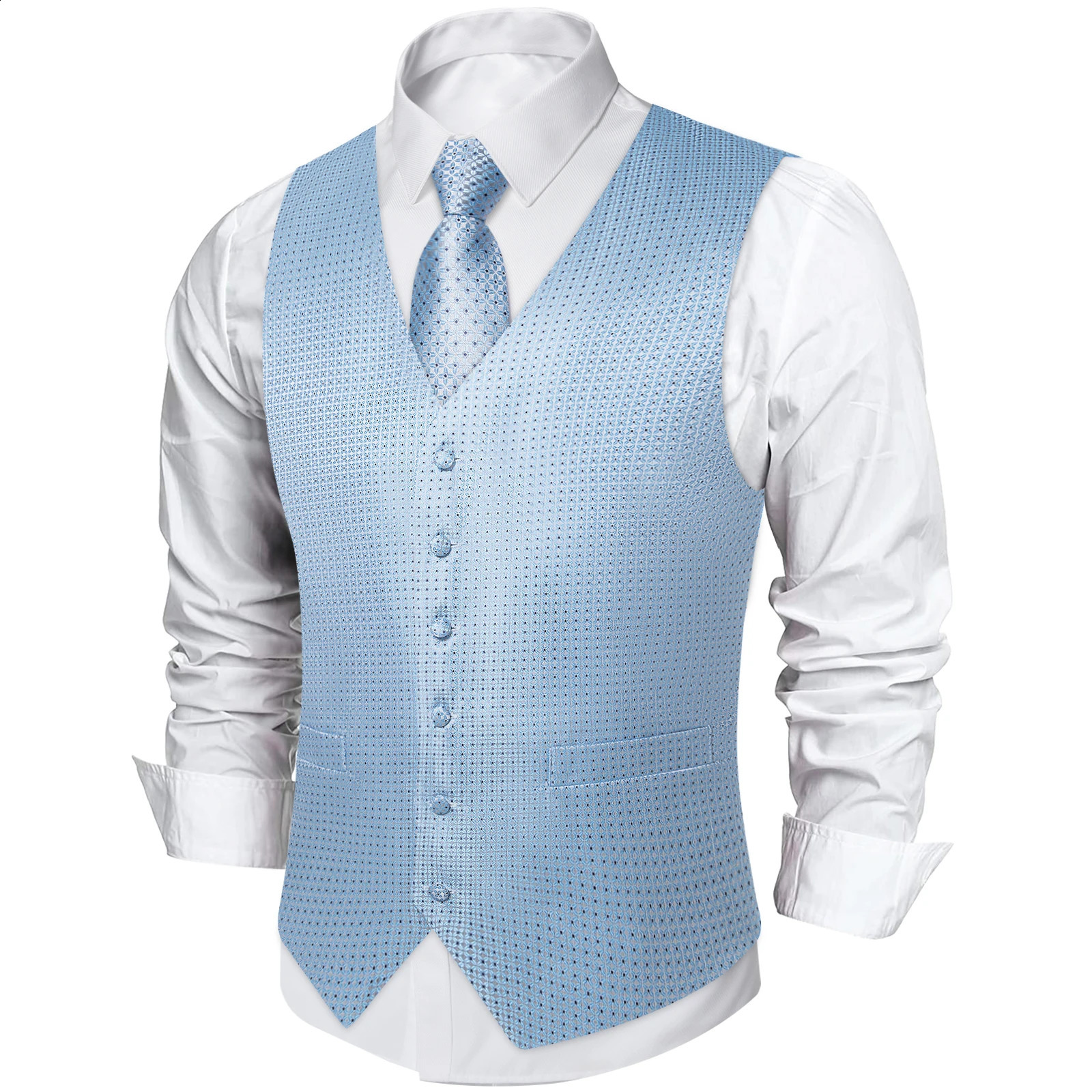 Fashion Tuxedo Suit Vest with Tie Handkerchief Blue Green Solid Red Black Silver Pink Paisley y Waistcoat for Wedding Prom 260917