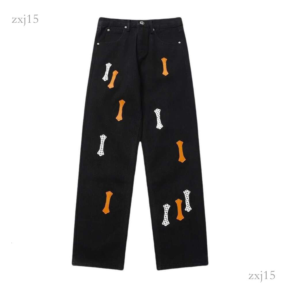 Chrome Designe Men Jeans Mirror Quality Cross Printed Pattern Tight Jeans Cross Printed Women Fashion Hiphop Casual High Street Chrome Pants 401 6E1