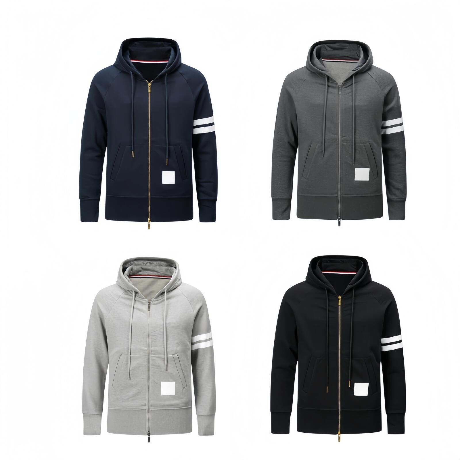 Hoodies Designer Men Essential Striped Print Pattern Long Sleeve Coat Zip Up Slim Fit Hoodie Sweatshirt Cotton Material Round Neck Top Leisure Style