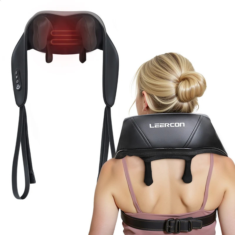 4D Shiatsu Neck and Shoulder Massager With Heat Electric Back Massagers Kneading Massage Pillow Full Body Muscle Drop Home Car Use Gift 260917