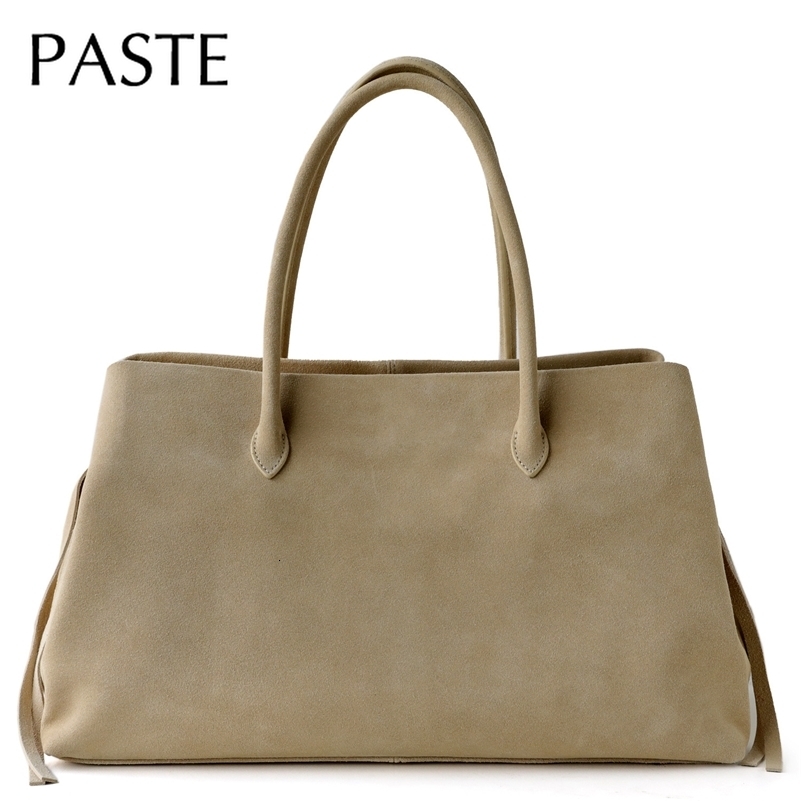 y Multi Layer Commuting Large Capacity Cow Leather Women's Tote High Quality Apricot Suede Leather Women Handbag Winter260911ww