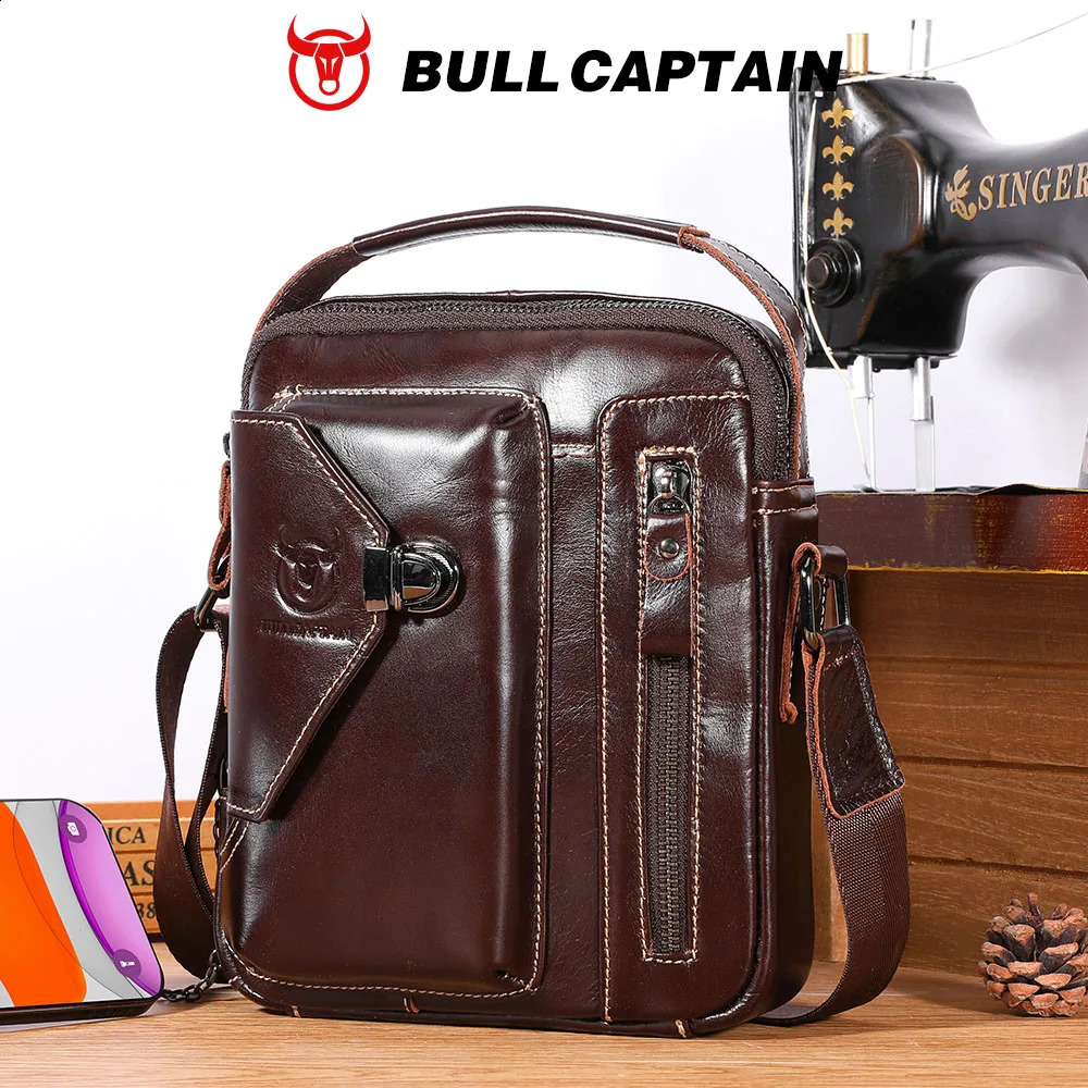 BULLCAPTAIN Men's Genuine Leather Crossbody Bag Suitable for 79inch iPad High Quality Mini Business Shoulder 260917