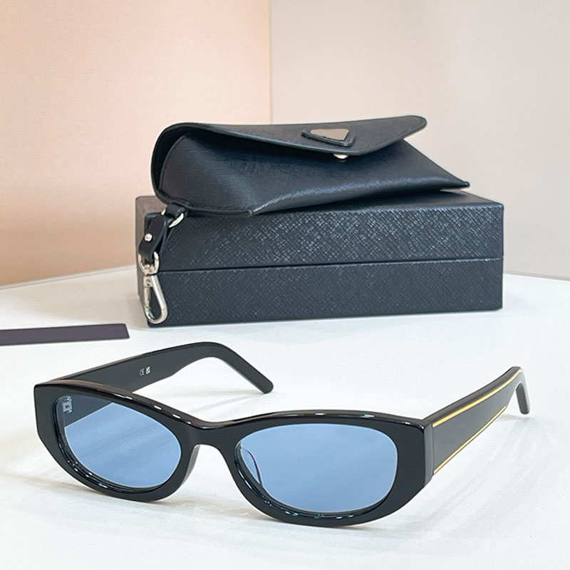 Retro Narrow Version Cat Eye Sunglasses with Bright Surface Acetate Fiber Integrated Frame Simple Advanced Small Oval Frame Y2K Style OPR D22S Blue
