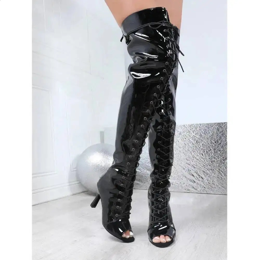 Women Long boots Cuban HIgh Heels Trend Peep Toe Boot Indoor Suede Sole Customizable For Latin Dancing Outdoor Booties 260917