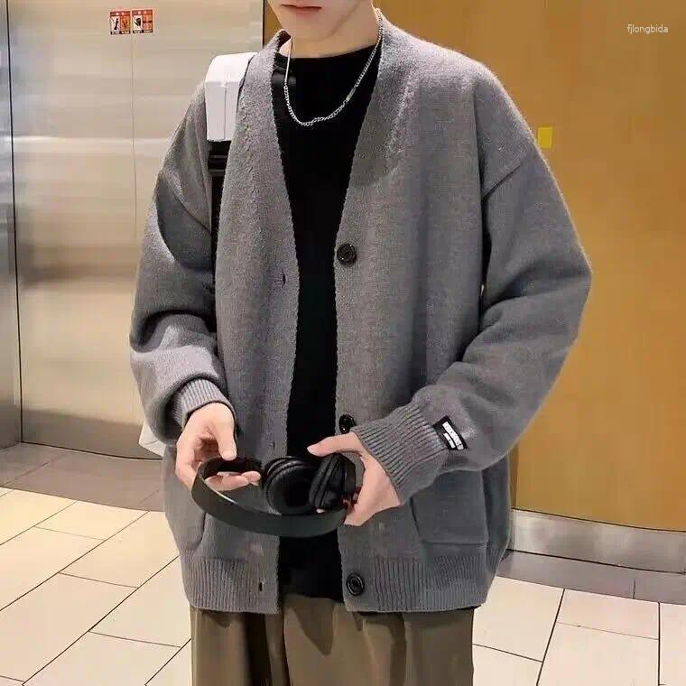 Men's Sweaters Retro Solid Color Pattern Pullover Sweater Casual Round Neck Color-Block Knit Banquet Formal Elegant Cardigans S402