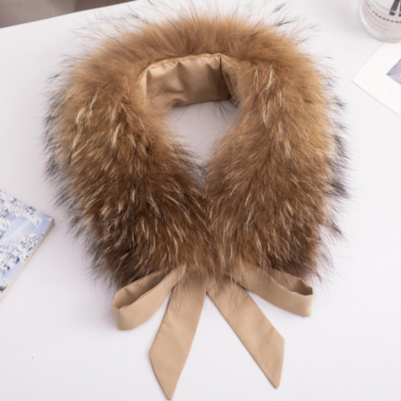 Raccoon Fur Collar Winter Neck Warmer Scarf Natural Scarves y For Coat Hood Decorate 260915