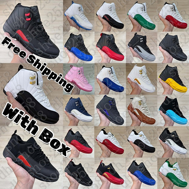 Free Shipping With Box Designer 12 12s basketball Shoes sneakers low trainers Bloodline taxi French Blue heels Loafers kitten flats chaussure mens w