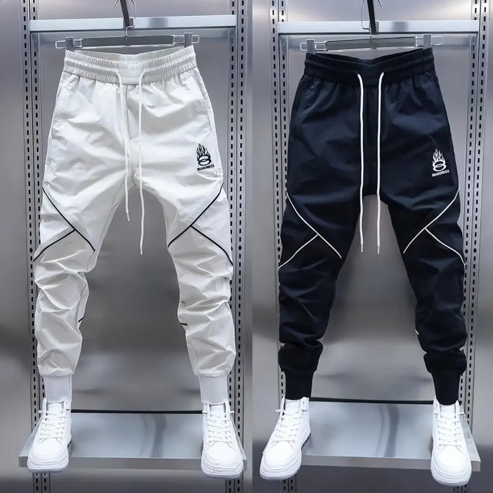 Mens Cargo Pants White Hip Hop Male Trousers Summer Regular Fit Harajuku Long Slacks Street Emo est y In Casual 260917