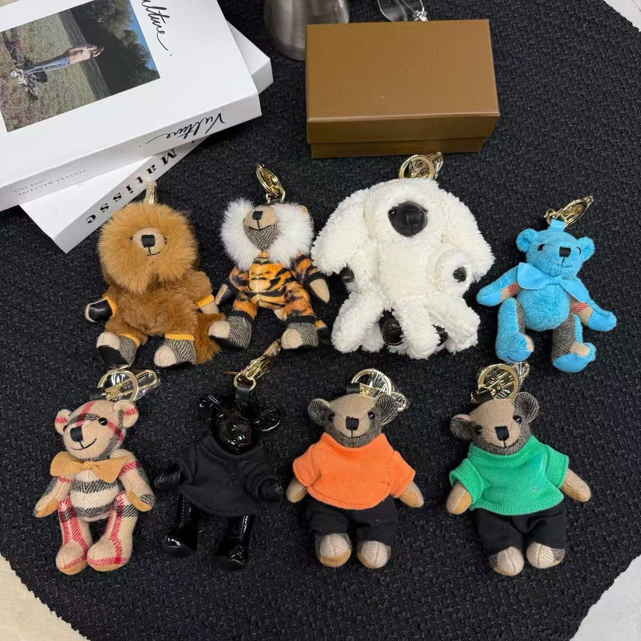 cute thomas bear plush bag charm keychain designer women brown teddy bear pendant keychain lanyards bag cute lion cartoon charm bear