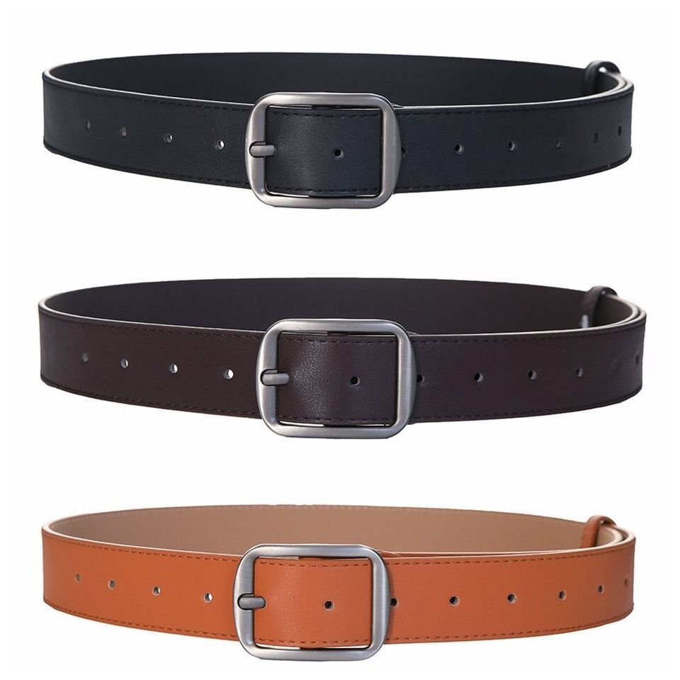 Vintage PU Leather Square Buckle Spicy Girl Women Retro BF Style Men Belt Jeans Accessories W260917