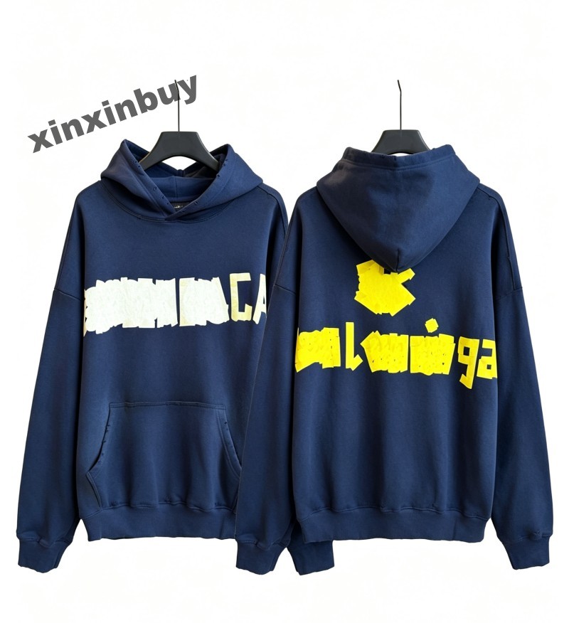 Men Ripped Vintage Distressed Tape Print pattern Sweatshirt Hoodie Designer Women Paris cotton Long Sleeve Man Paris Street white green XS-XL