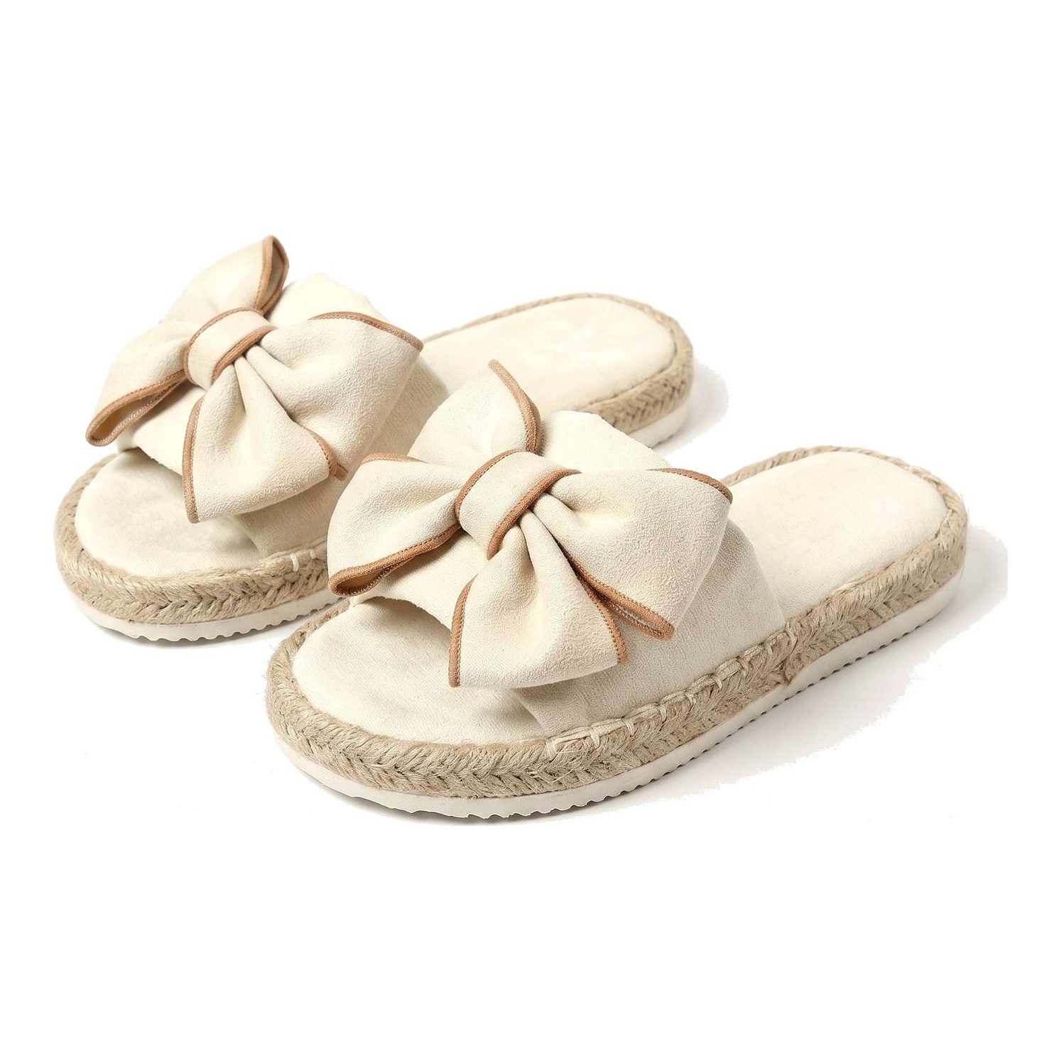Big Bow Linen Slide Sandals Women, Single-Band Open-Toe Flat Slippers, Non-Slip EVA Sole Indoor Outdoor Breathable Summer Shoes, Wholesale Bulk