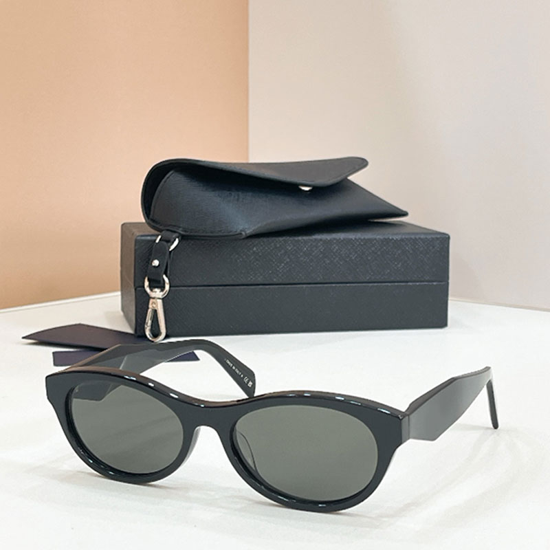Sunglasses With PR Logo Cat Eye Eyewear VPRD18V Black Acetate Frame Black Lens Daily Commuter Women Glasses UVAUVB Protection