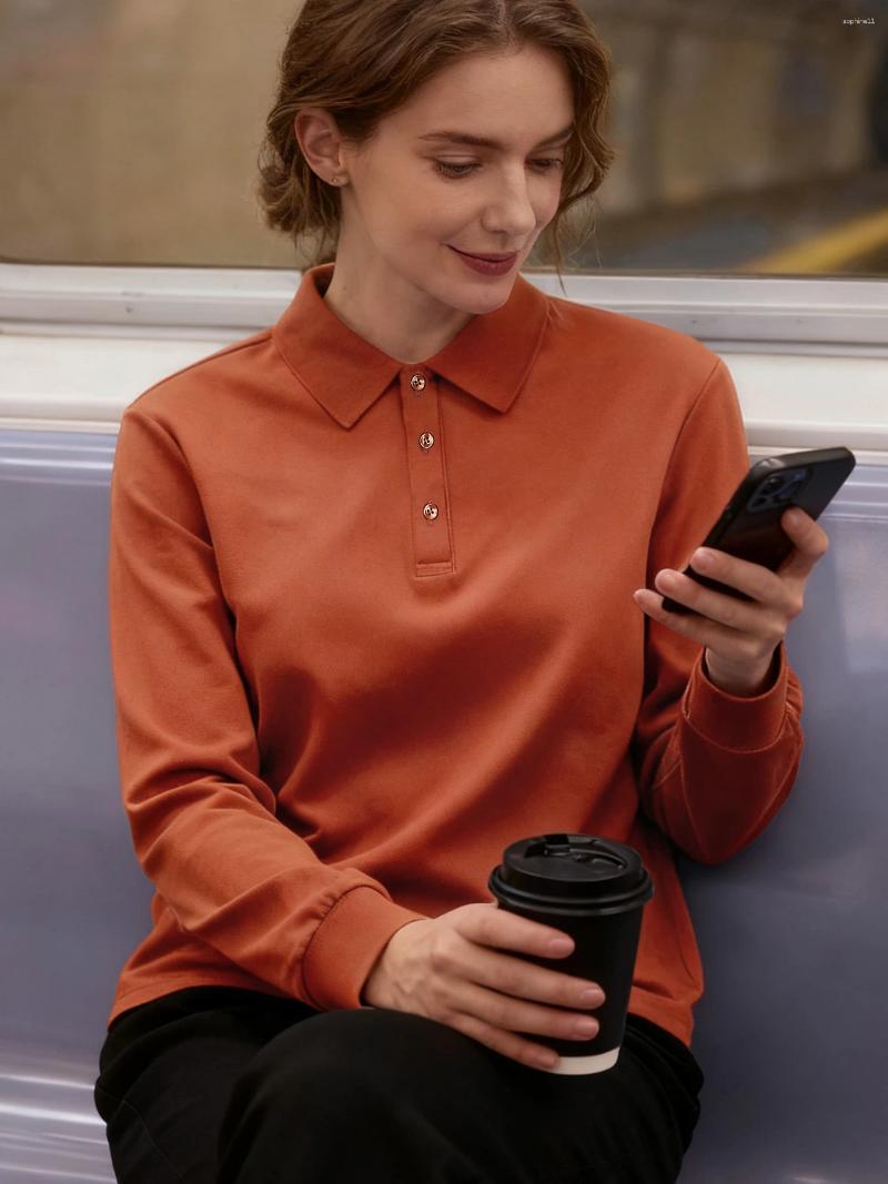 Solid Color Autumn Business Polo Shirts Women All-Match Hip Hop T Shirt Casual Long Sleeve Fleece Comfortable Sportswear