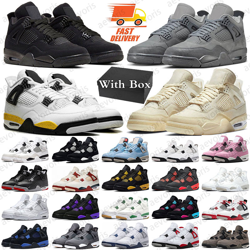free shipping 4 4s with box designer basketball shoes j4 mens trainers sneakers Military Black Cat Tour Yellow Bred Reimagined women sports outdoor