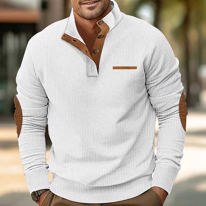 size European winter men's new fake pocket stand-up collar long-sleeved corduroy sweater J260916