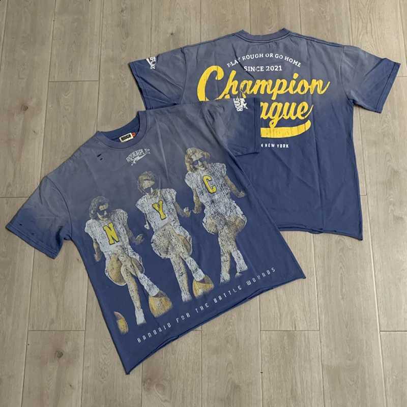 2026 Summer High Quality New Rough Play Short Sleeved T-shirts High Street American Style Vintage Men's Women's Casual Tops X260916