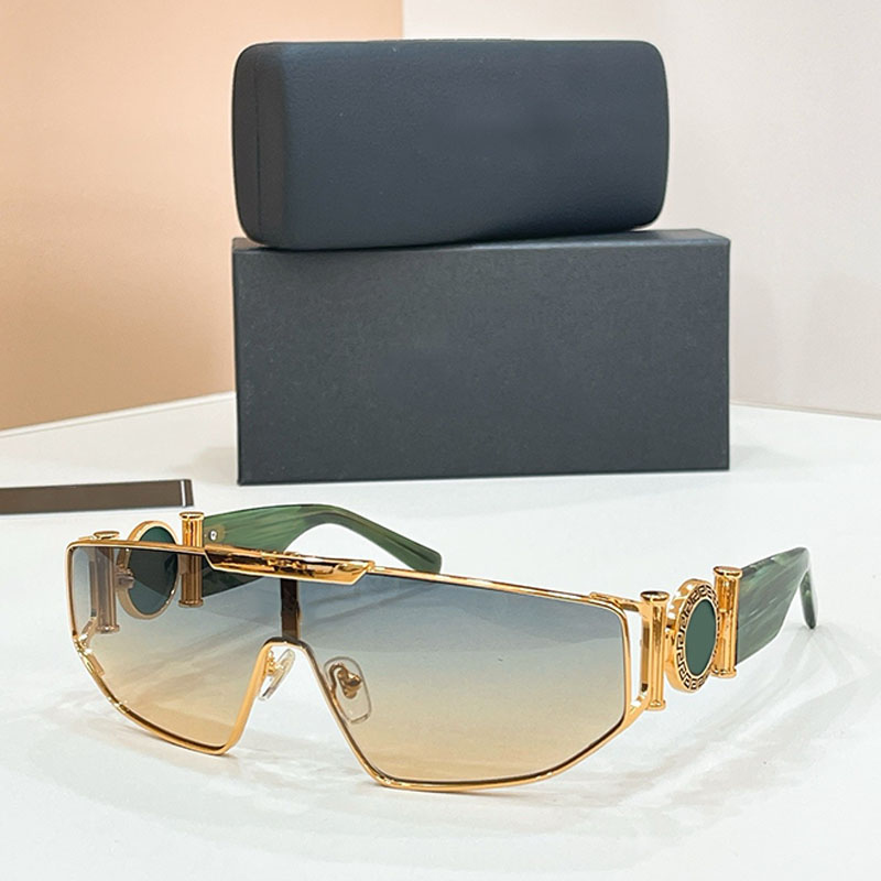 Luxury Designer Mens Sunglasses VE6821 Metal Integrated Shield Frame Gradient Lens Acetate Green Texture Leg Travel High Street Photography Style UV