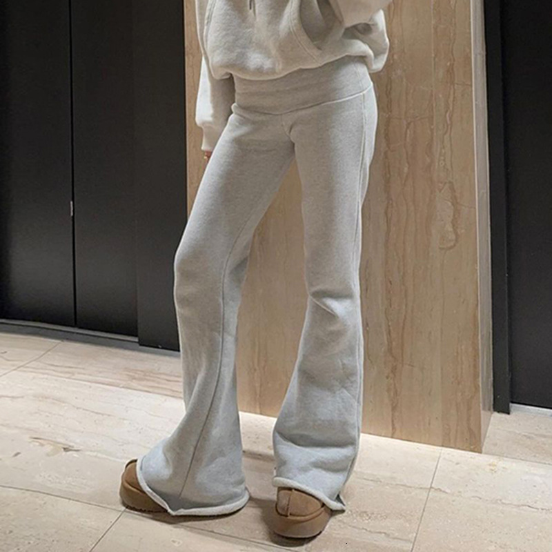 New autumn winter European and American style solid color thin velvet casual low-waist versatile flared pants, slim-fit leggings, sweatshirt pants f