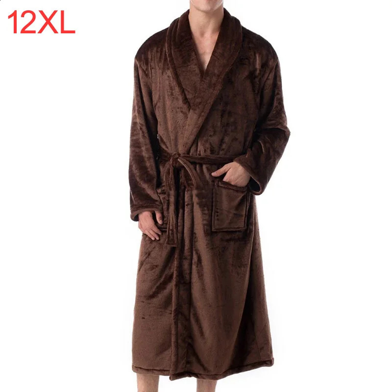 Autumn Winter Men Bathrobe 12XL 8XL 10XL 4XL Bust 150cm Warm Plus Size Sleepwear Pajama 260917