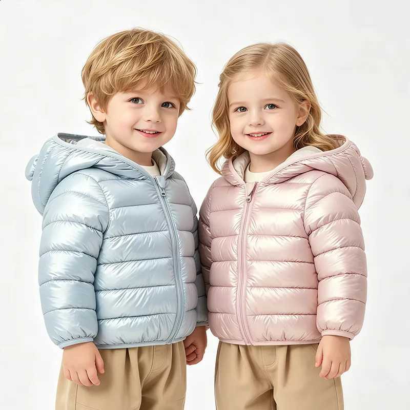 Winter 2026 Autumn New and Children's Solid Color Double-sided Bear Ear Hooded Lightweight Cotton Jacket J260917