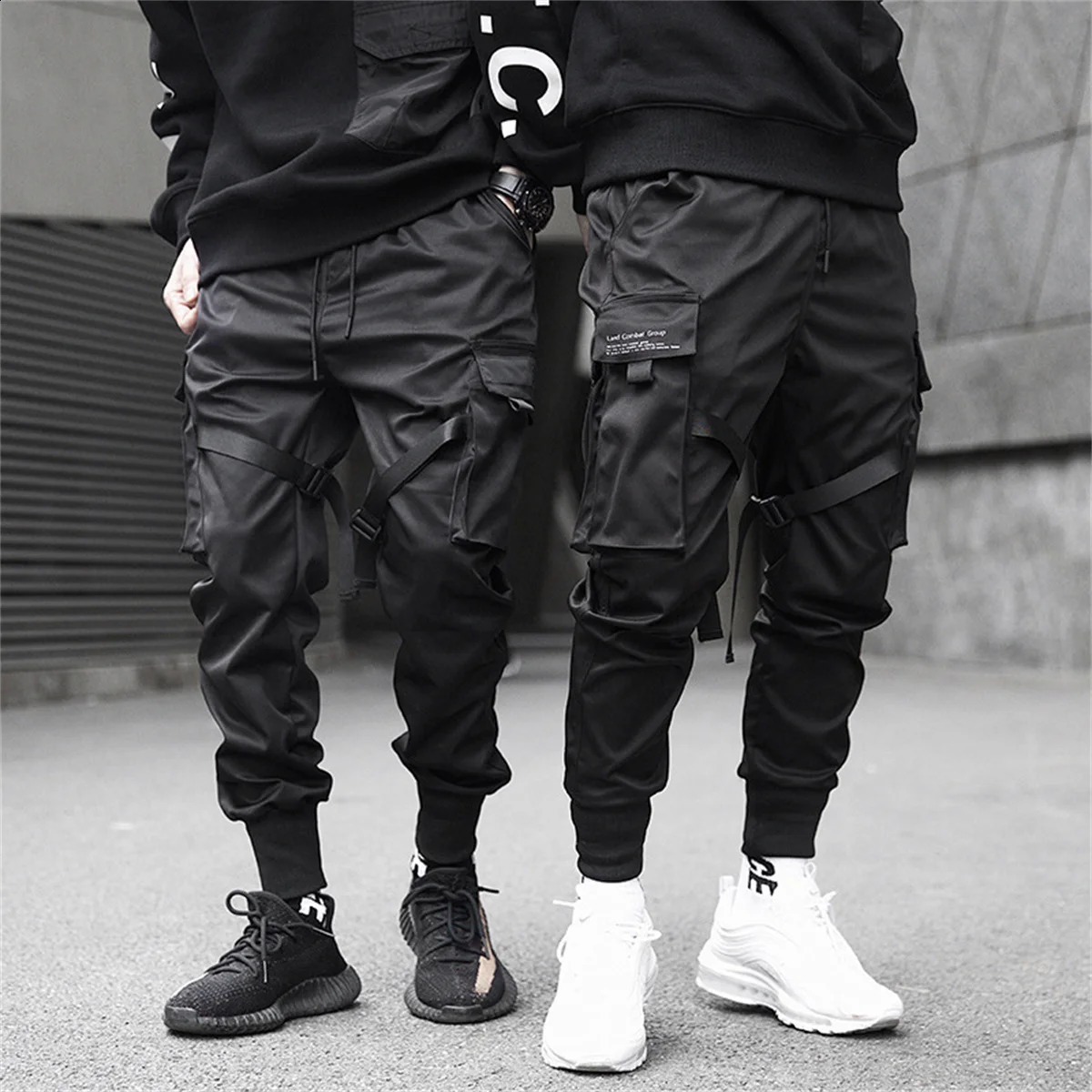 Black Hip Hop Cargo Pants Summer Versatile Fashion Trousers Loose Gothic Korean Sweatpants Streetwear Males 260917