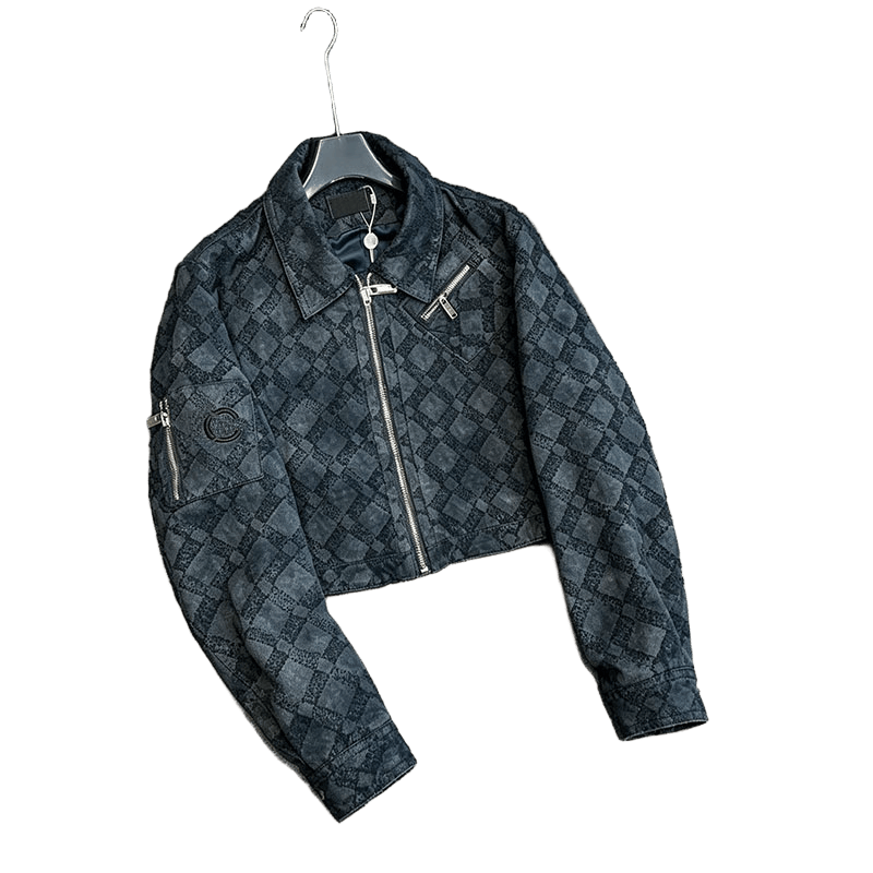 New designer women's clothing autumn new fashion trend retro casual versatile high-end splicing embroidery jacquard brand letter lapel denim sh