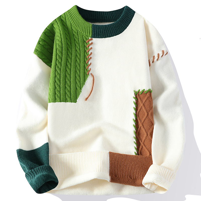 2025 Autumn wool pullovers Men's fashion Round neck mens Thicken Warm Men Knitted Sweater full size M-3XL J260917