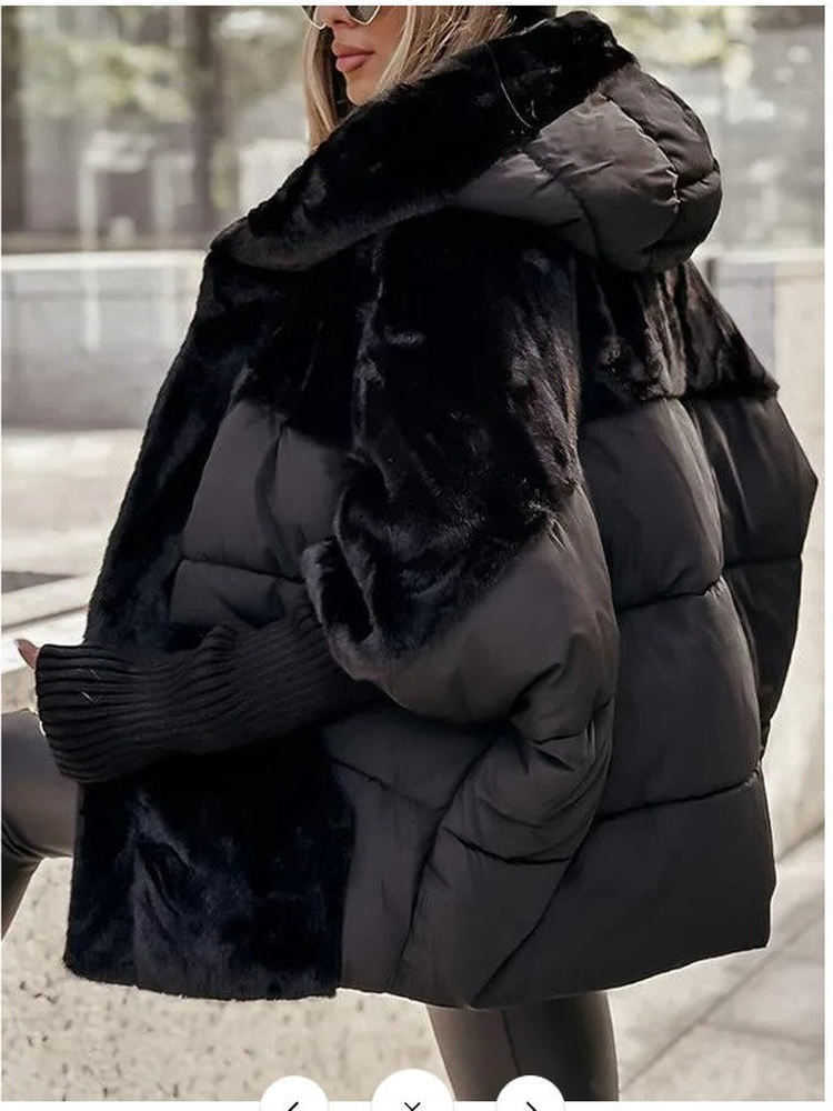 Hooded Fit Women's Patchwork Loose Sve down Cotton Jaet Coat Street Sle Thin Autumn Winter New Arrival Pure Color H260917