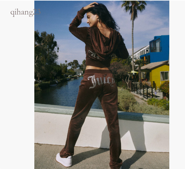 Juicy Couturelys Tracksuit Yoga Set Fashion Rhinestone Womens Embroidery Graphic Hoody Sweatshirt Jacket Sexy Slim Sportswear 2 Piece Juicywomen Tra