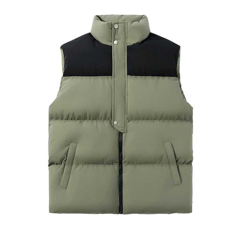Men Winter Stand Up Collar Color Blocked Vest Jacket Windproof Cold Proof Outdoor Casual Sveless Jacket New Men's Clothing Q260917