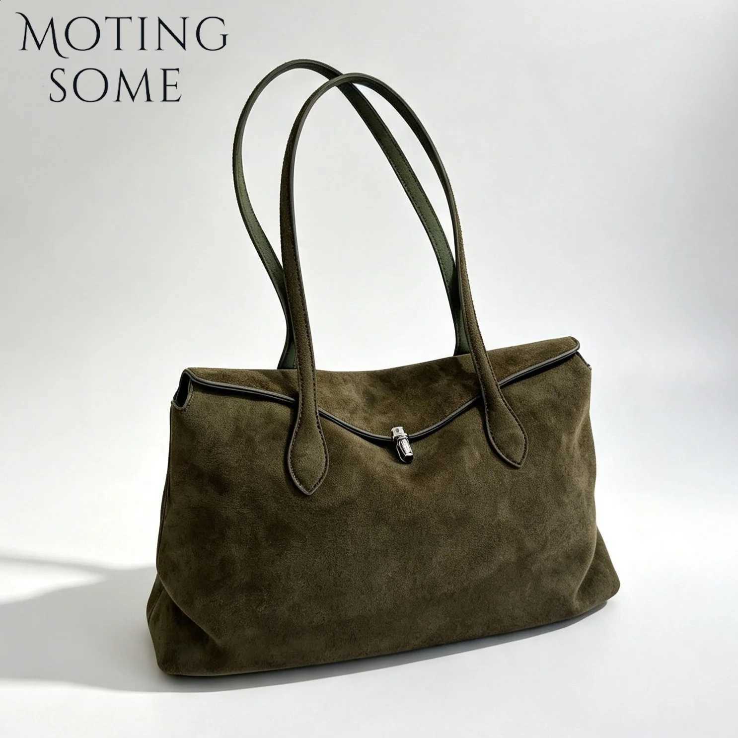 Bag Suede MOTINGSOME Minimalism Oversized Woman Handbag 2026 New in Winter Genuine Leather Tote Bag Soft and Warm Large Handbags H260905