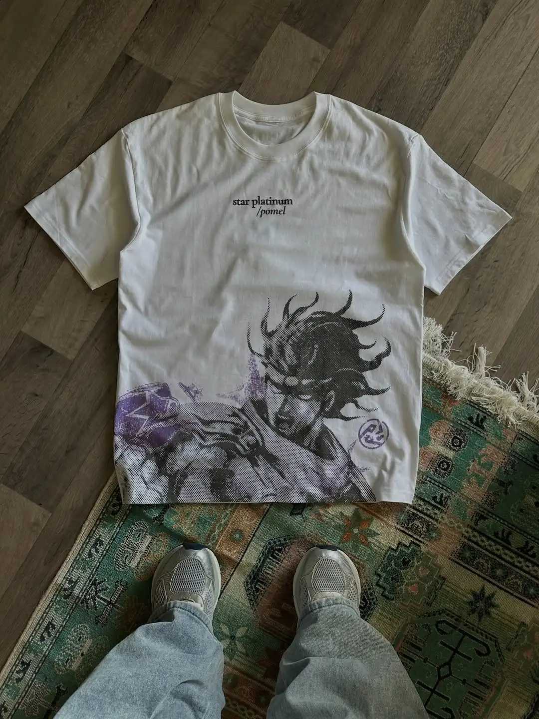 Men's Y2K Japanese Anime Pattern Printed T-shirt Retro Street White T-shirt Street Hip Hop Casual Top 2026 X260916
