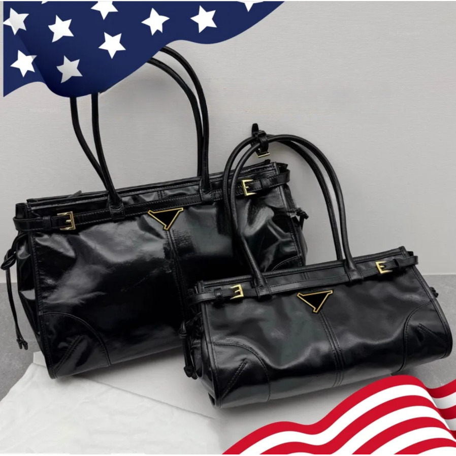 Designer Tote High Quality Handbag Fashion Metallic Leather Women Shoulder Solid Brown Color Wallet Large Capacity Shopping Bag 365