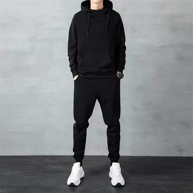 Autumn Winter Sports Hooded Sweatshirt Pants Set Casual Outfit for Men Women 260916