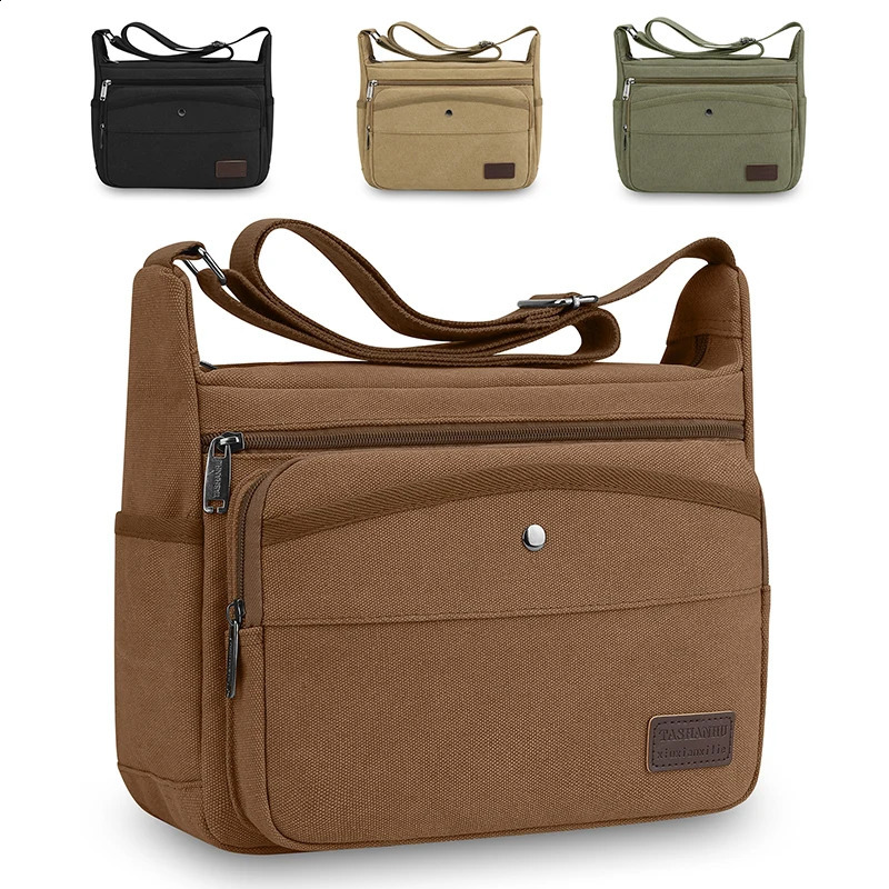 Simple Mens Canvas Shoulder Bags Casual Daily Travel Crossbody for Men Messenger Fashion High Quality 260917