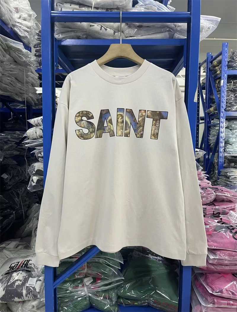Autumn/Winter SAINT New Creative Letter Printed Round Neck Long Sleeve T-shirt Retro Street Hip Hop Cotton Men Women X260916