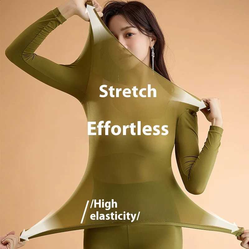 Winter Seamless Fleece Warm Leggings Female casual warm top Ladies Thermal Underwear 2pcs Set Slim Thin Sports Fitness Leggings H260916