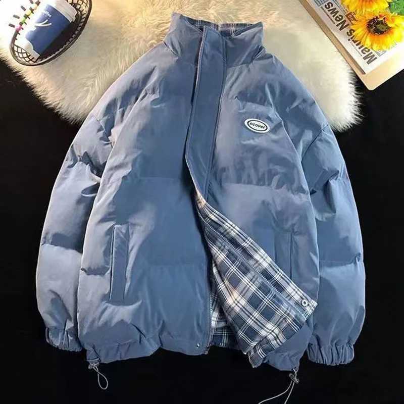 New 2023 Double Sided Winter Jacket Women Plaid Solid Warm Thick Down Cotton Padded Fashion Female Coat Loose Outwear Chic H260917