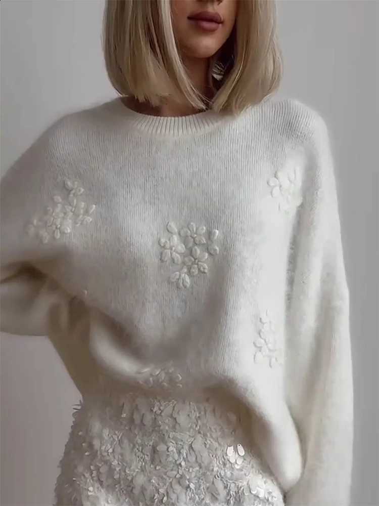 Solid Women Knitted Sweater Embroidery Printed Casual O Neck Long Sleeves Loose Pullover Autumn Winter Lady High Street Jumpers J260916