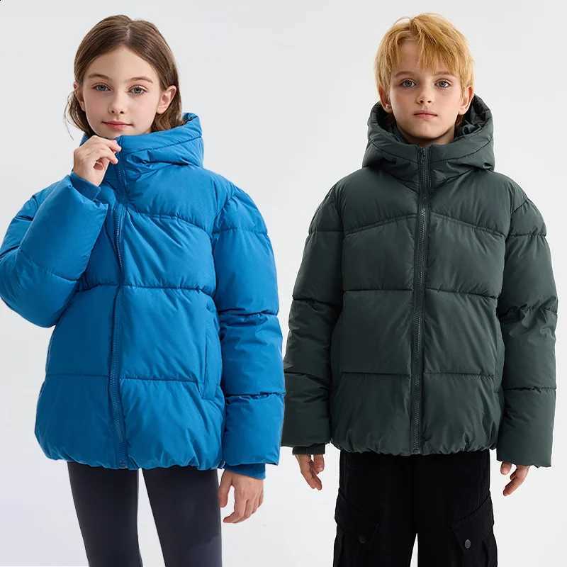 Winter Boys Girls Cotton Down Jacket Solid Windproof Thick Warm Hooded Mid-length Coat for 3-10 Years Kids Casual OuterwearT260916