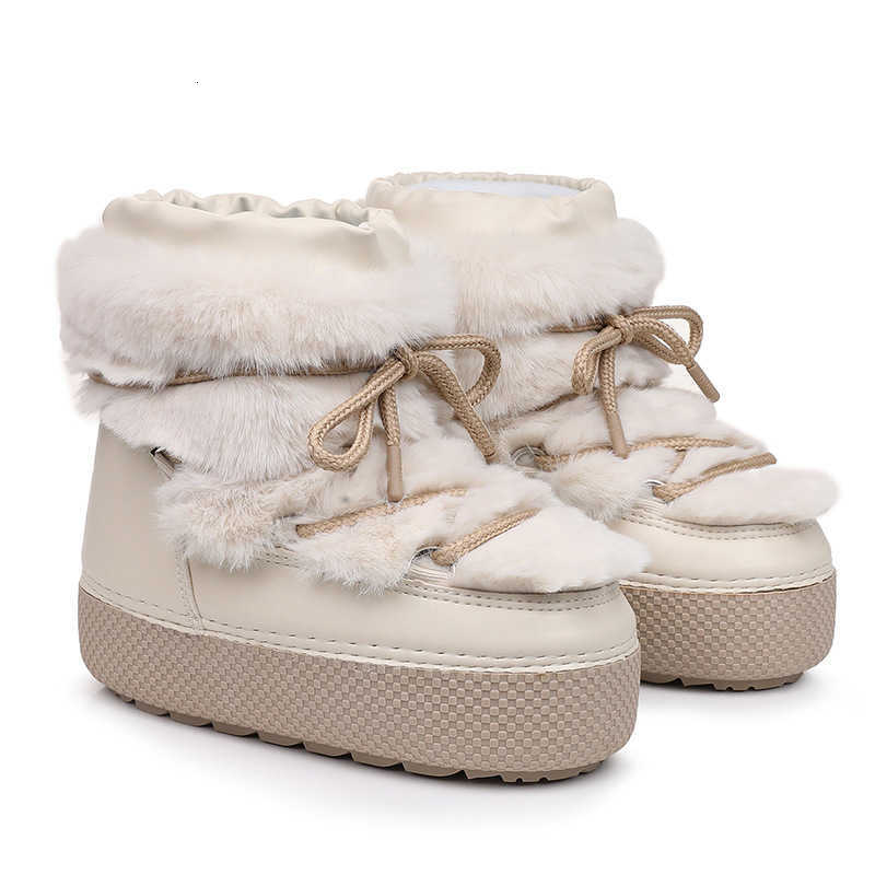 2025 Winter Ankle Boots for Women Platform Antiskid Waterproof Ski Boots Fluffy Furry Fur Boots Woman's Ankle Booties D260917