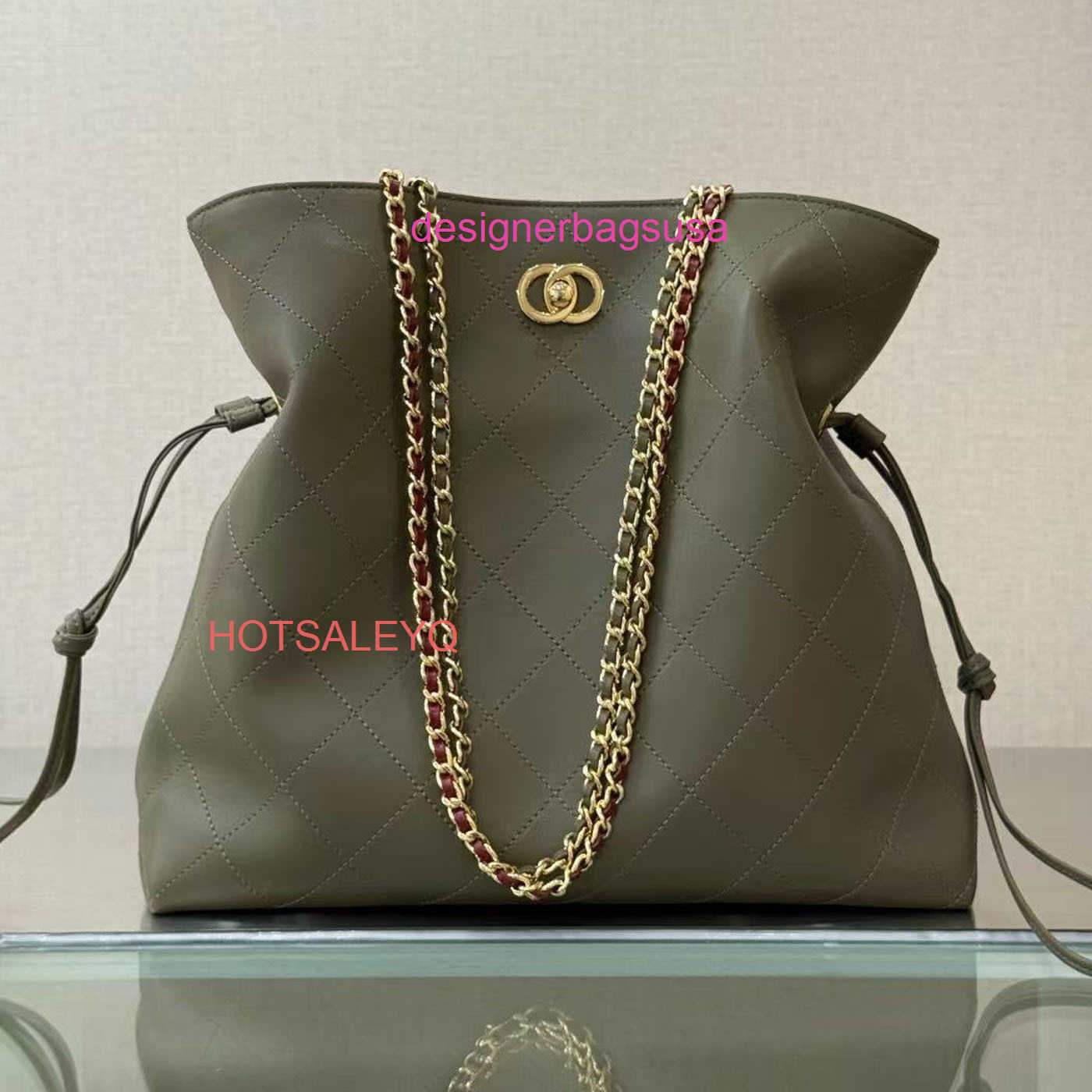 Luxury Designer Bag 26 New Bucket Tote Bag For Women Large Capacity Soft Leather Diamond Pattern Chain Strap Commuter Shoulder Bag Underarm Bag Yqtg